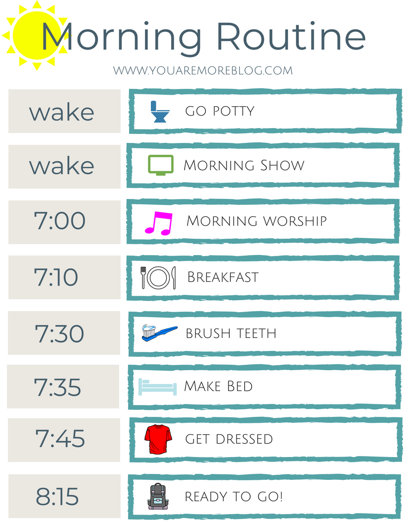 Download and print these FREE morning routine and bedtime routine charts!