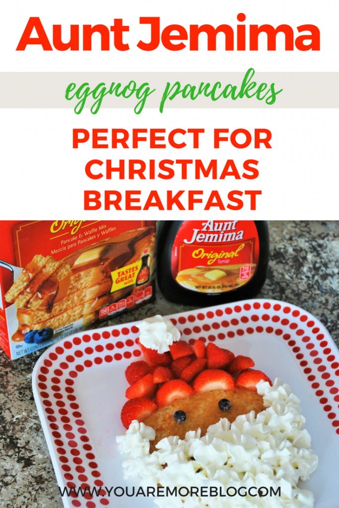 Make Christmas traditions with these Aunt Jemima Eggnog Pancakes perfect for Christmas morning! These Santa Eggnog pancakes are sure to be a new favorite for your family Christmas breakfast!