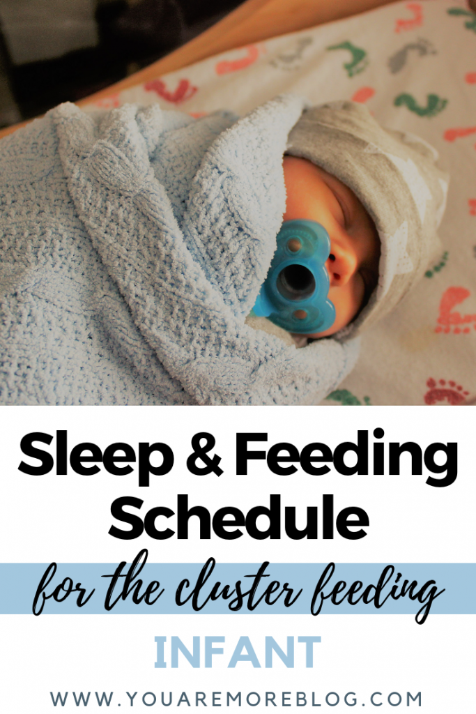 Sample feeding and sleep schedule for a cluster feeding baby.
