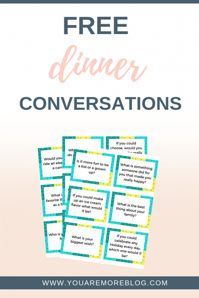 Download these free dinner time conversation printables for family dinner time.