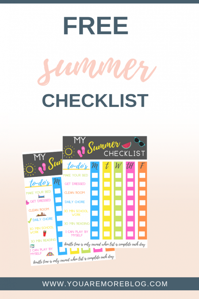 This free summer checklist is the perfect printable to keep your kids on task this summer!